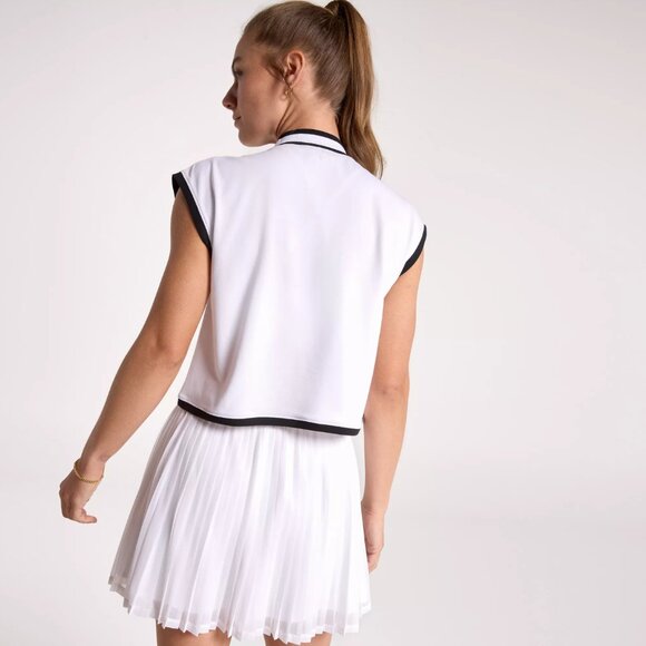 CALIA Women's Ribbed Cropped Mock Neck Tank in Pure White - Picture 2 of 5